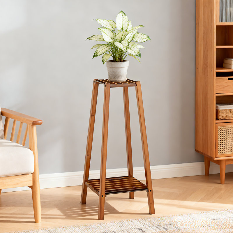 Support pour plante à 2 niveaux, support en pot en bambou, étagère pour pot de fleurs, salon, balcon, jardin