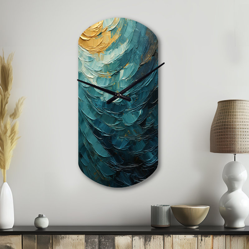 Horloge murale en métal Teal Majestic Motion - Abstract, Petit