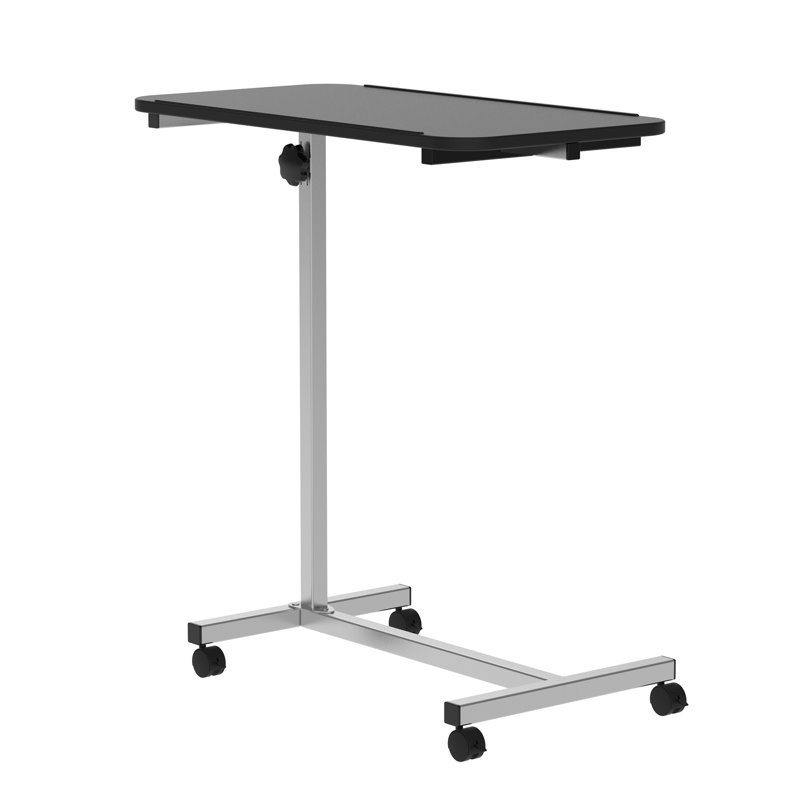 Height Adjustable Over Bed Table with Wheels 77*40*100 cm Wood 1 Piece Overbed Table Black Compact Workspace