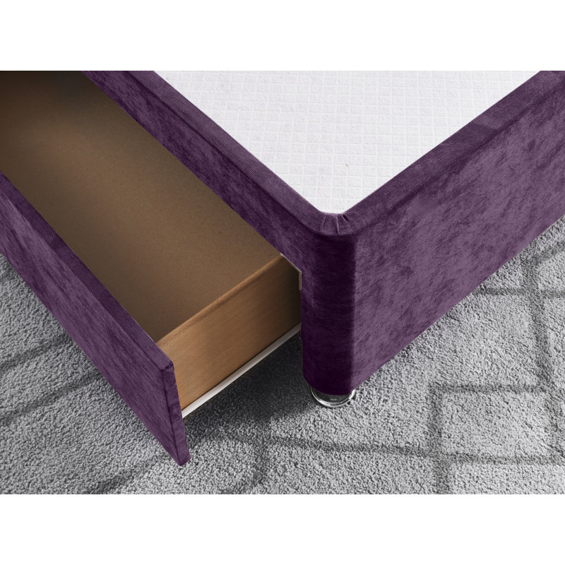 Naples Divan Bed Base, Purple, Double (4'6), No Drawers