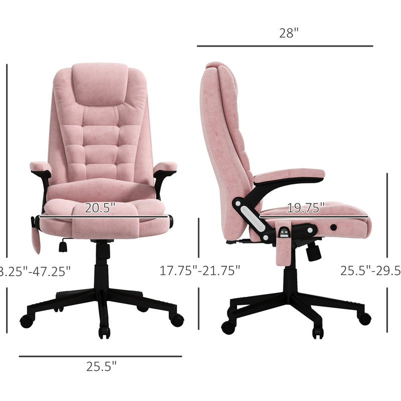 Fauteuil de massage à 6 points vibrant, rose, réglable et confortable avec chaleur, rembourré inclinable, rose