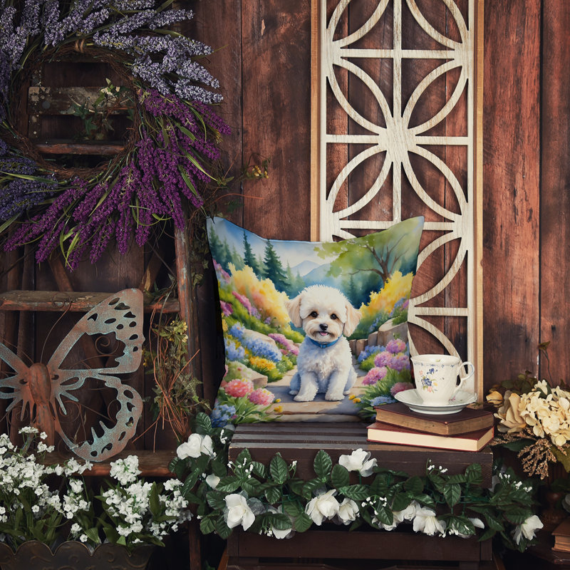 Coussin décoratif intérieur / extérieur Spring Path, H 14 po x l 14 po, Maltipoo