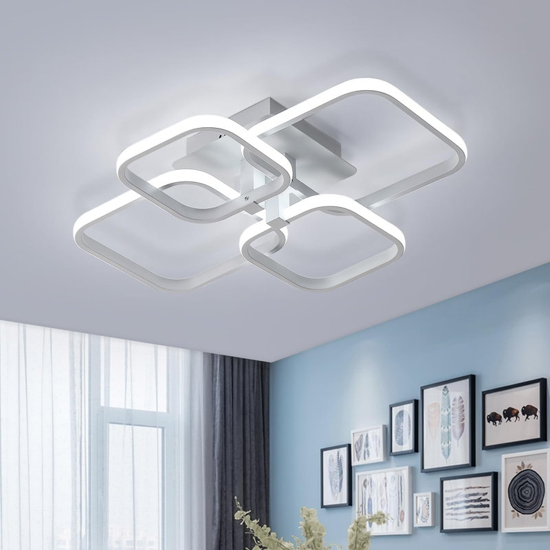 Hessville 4-Light  58cm LED Flush Mount Ceiling Light, White, 6000K