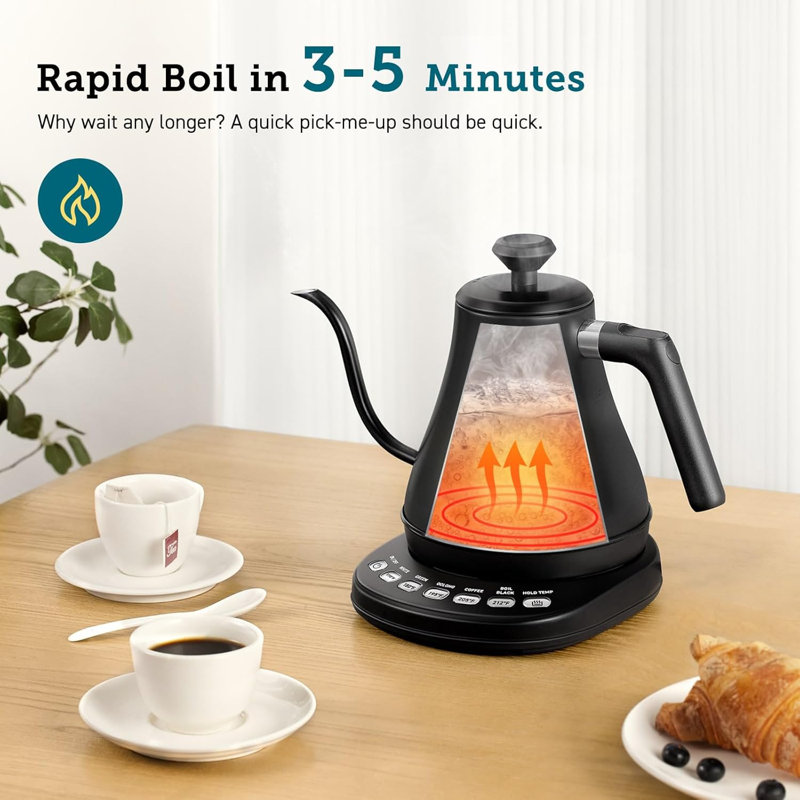 Electric Gooseneck Kettle with 5 Temperature Control Presets, Pour Over Kettle for Coffee & Tea