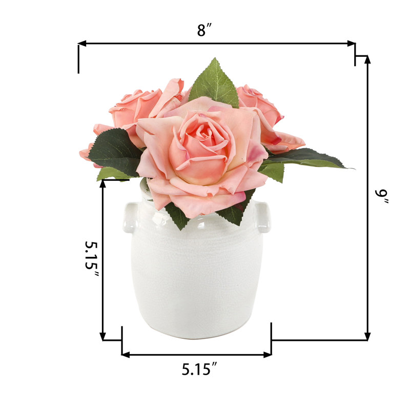 Fabric Rose Arrangement in Vase