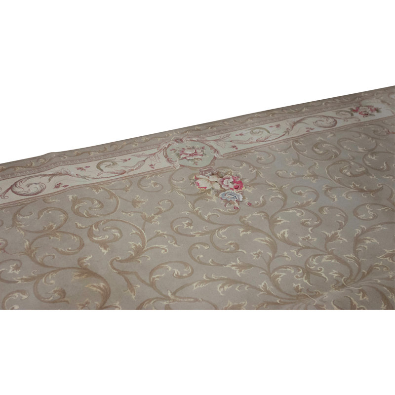 Tapis beige et ivoire noué à la main de haute qualité