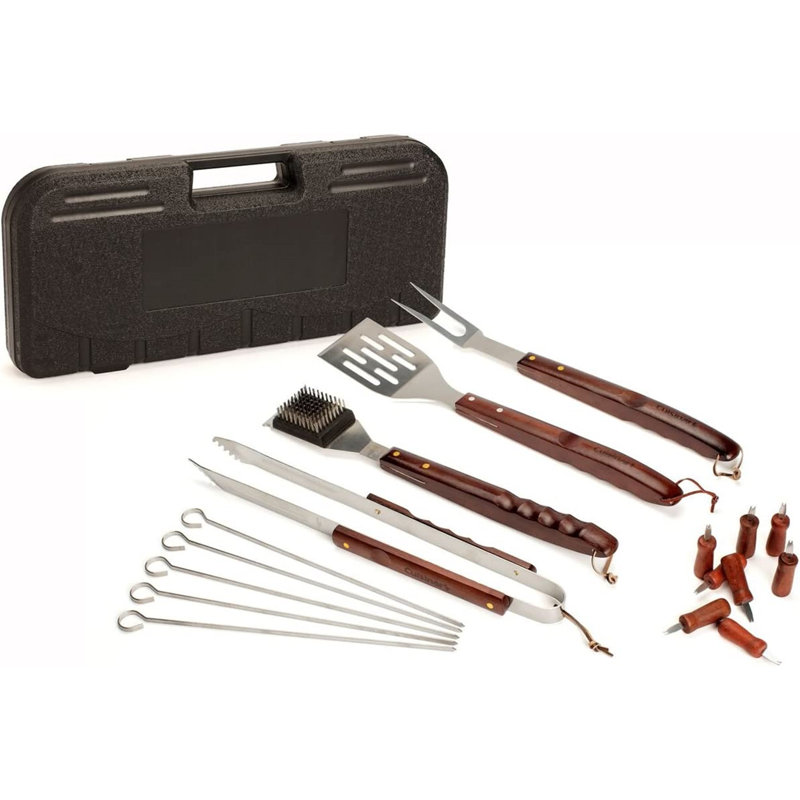 Cuisinart 18 Piece Wooden Handle Grill Tool Set