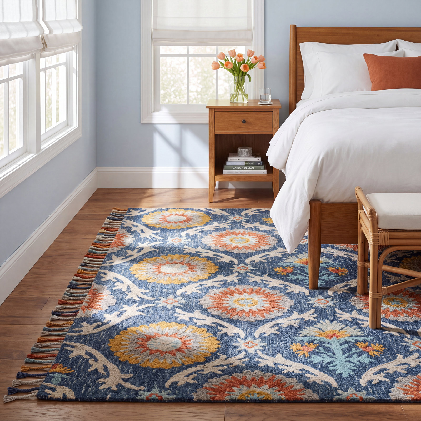 Chip Hand-Tufted Floral Wool Cotton Rug, Rectangle 8' x 11'