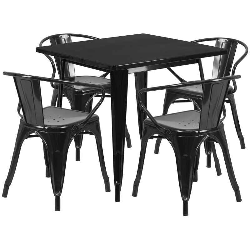 Ensemble de table carrée intérieur / extérieur 31,5 po Feodora, Noir