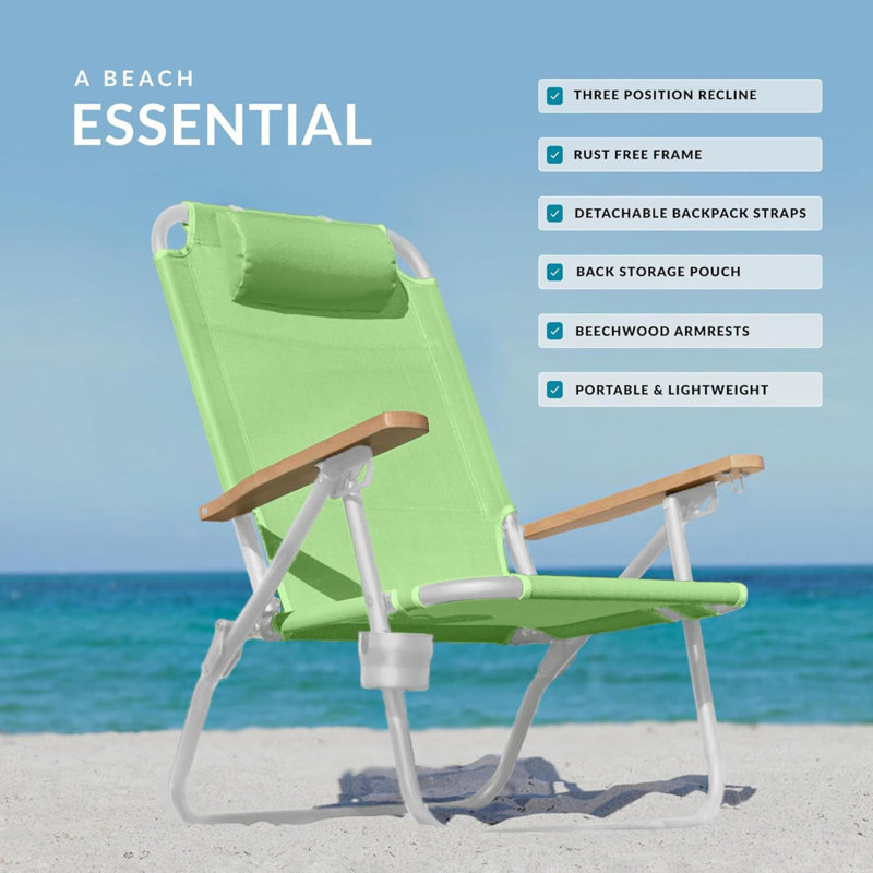 Chaise de plage pliante Adeodata, Blanc, Vert
