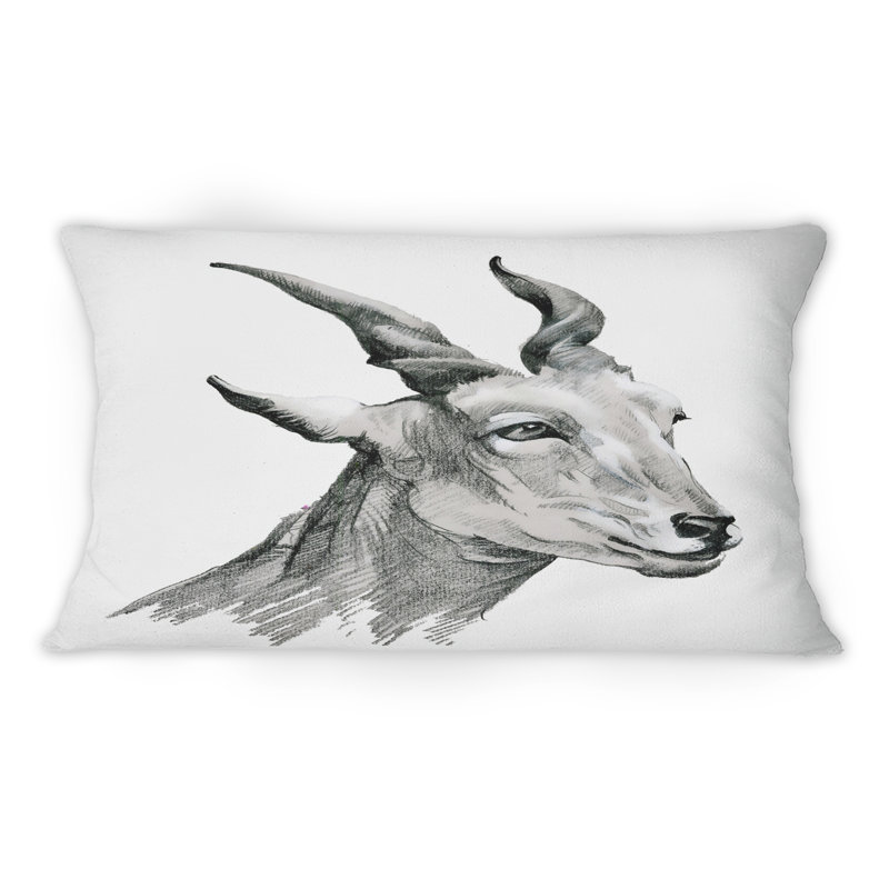 Coussin décoratif en graphite monochrome avec une chèvre