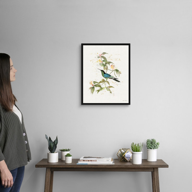 Colibri coloré, art mural sur toile IV, Toile encadrée noire, H 22 po x l 18 po x P 2 po