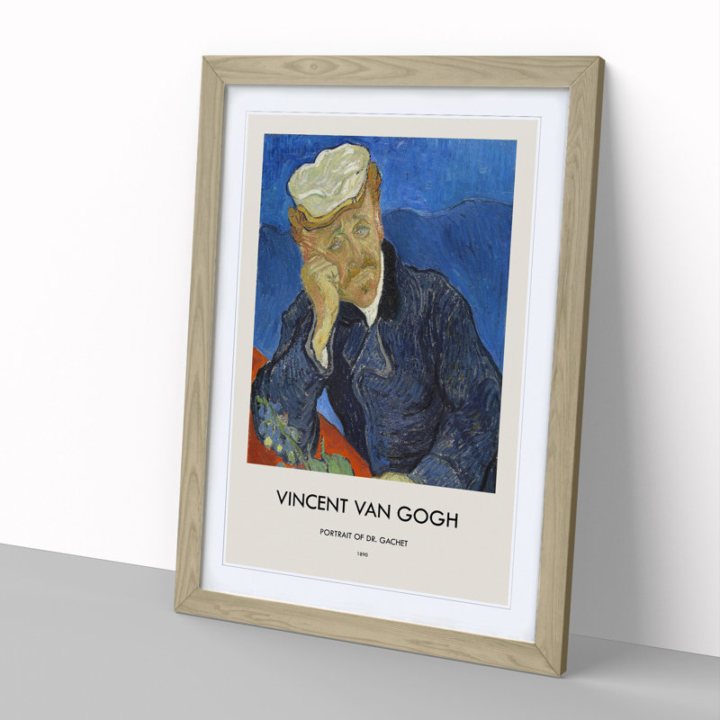 Dr Paul Gachet by Vincent Van Gogh - Single Picture Frame Print, Oak Framed, 65cm H x 48cm W x 2cm D