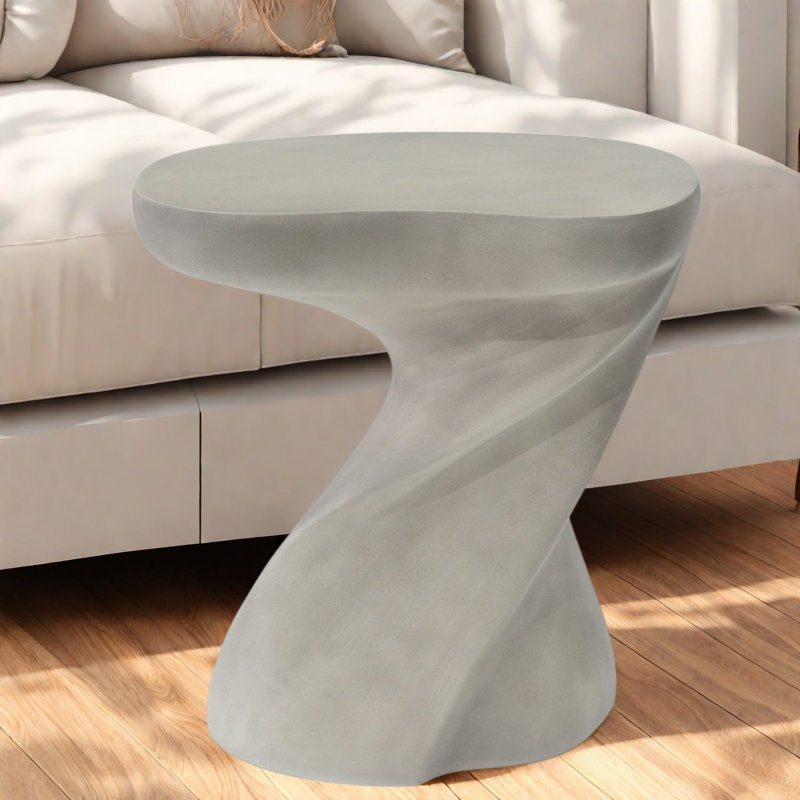 Tables de bout blanches MGO, table d'appoint torsadée moderne pour l'intérieur et l'extérieur