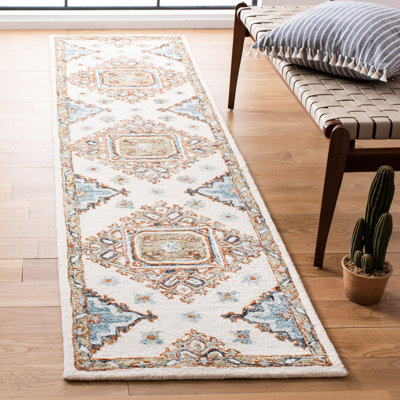Tapis ivoire / rouille en laine touffeté à la main Donney Southwestern