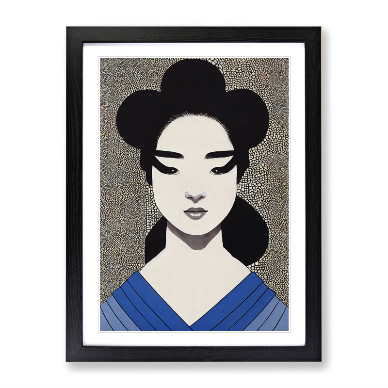 XV1022-6X A Beautiful Geisha No.5 - Single Picture Frame Print, 64cm H x 46cm W, Black