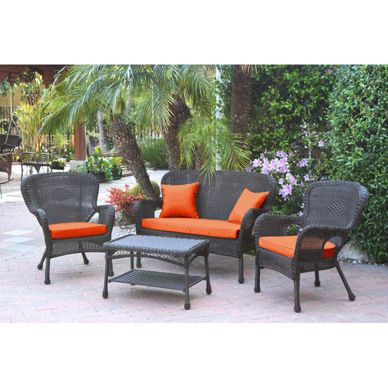 Ensemble de canapé avec coussins 4 pièces Bellas, Orange, Espresso