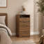 Ensemble de coiffeuse compacte 3 en 1 avec tabouret à roulettes, coiffeuse en noyer avec 3 tiroirs, miroir rabattable avec lumières intégrées pour petite chambre à coucher