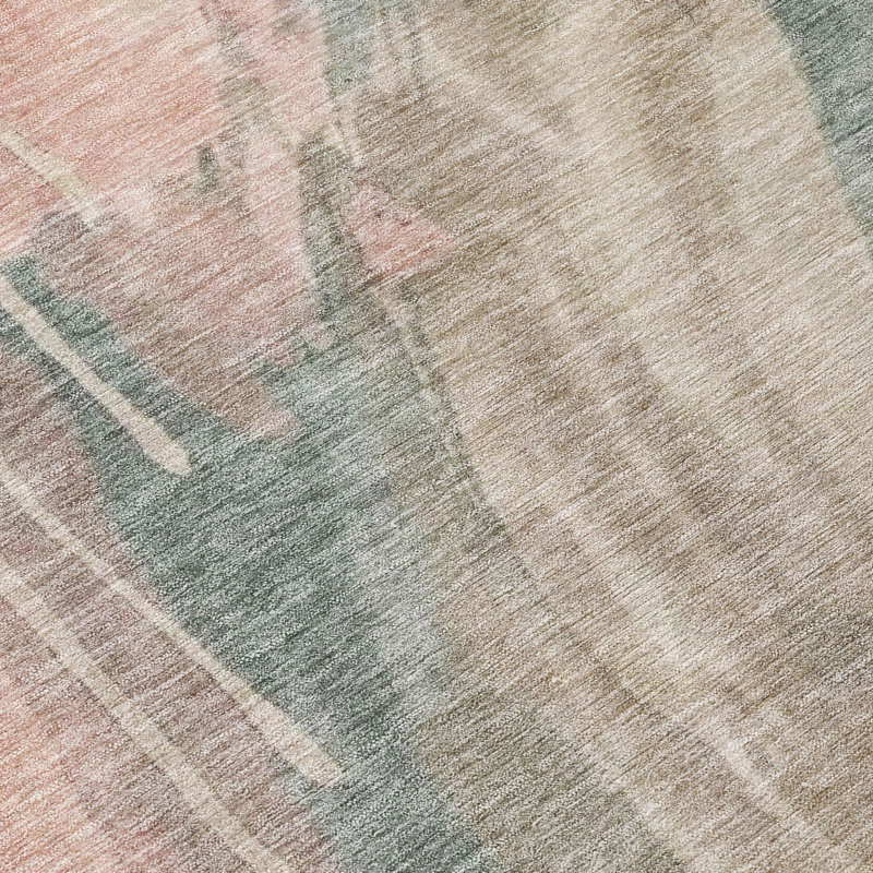 Tapis Chantille ACN3036 abstrait, lavable à la machine, intérieur/extérieur, Rosé, 9 pi x 12 pi