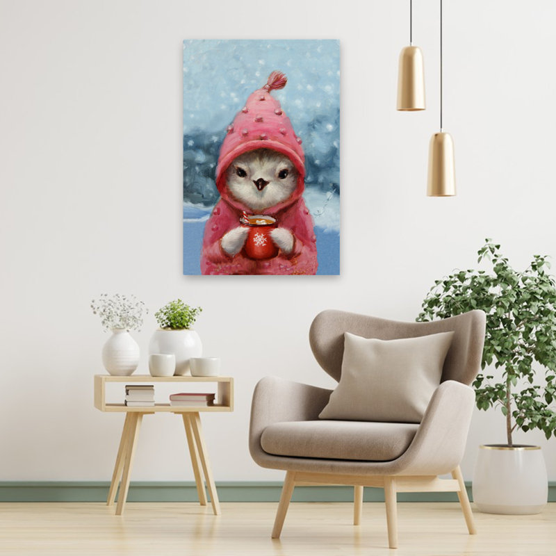 Chaleur hivernale - animaux, oiseaux, art hivernal, H 36 po x l 24 po