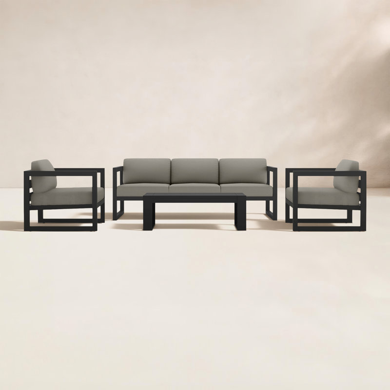 Avion Outdoor 4 - Piece Conversation Set, Canvas Charcoal Sunbrella® Canvas