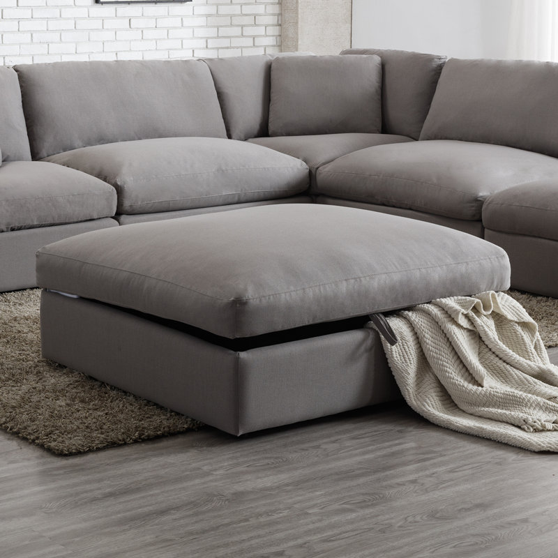 Haruyoshi Upholstered Ottoman, Graphite Polyester Blend
