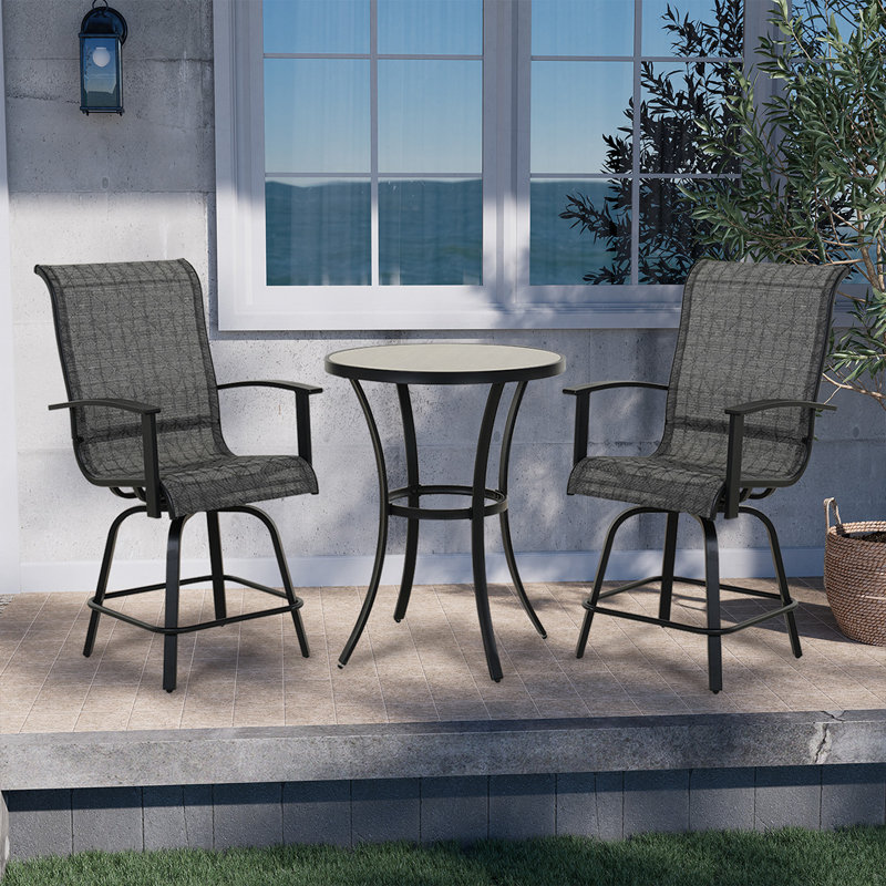 2 - Person Patio Conversation Set, Black/Gray Plaid
