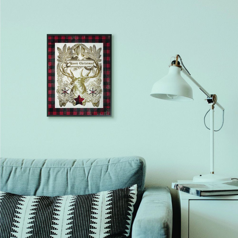 «Merry Christmas Moose», impression, H 20 po x l 16 po, Giclée encadrée noir minuit