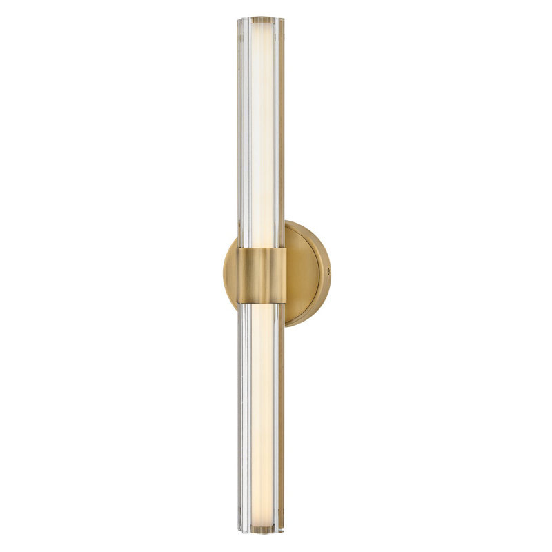 Georgette Integrated LED Bath Vanity w/ Clear Fluted Crystal Shade, Textured Heritage Brass