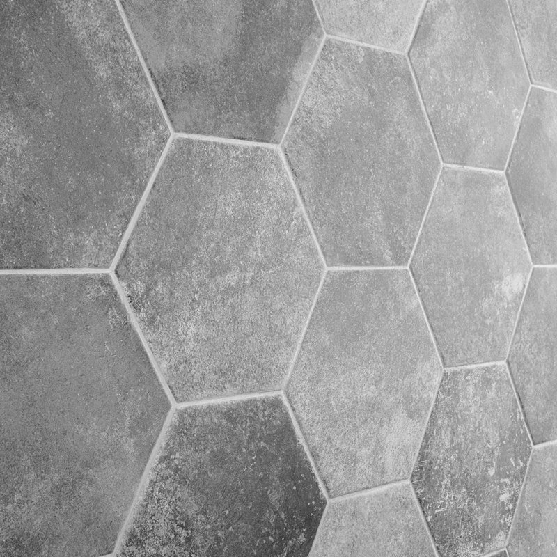 Terra Pompeii 8" Hexagon Matte Porcelain Tile, Gris Gray