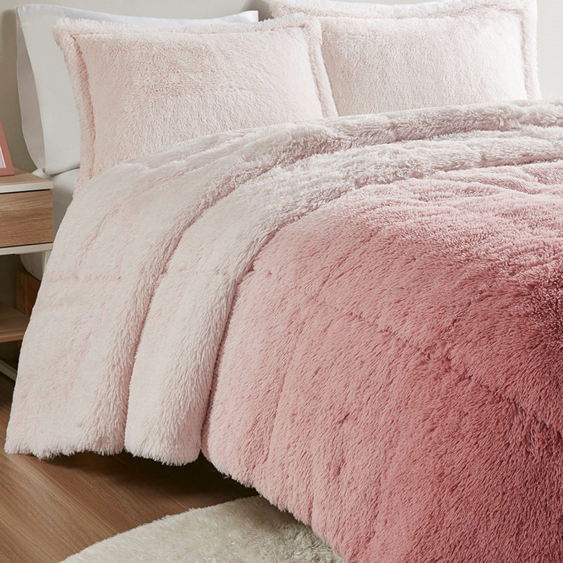 Soft & Blush Ombre Shaggy Comforter - King/ King, Warm, , Machine Washable Warm Mini , Fur,