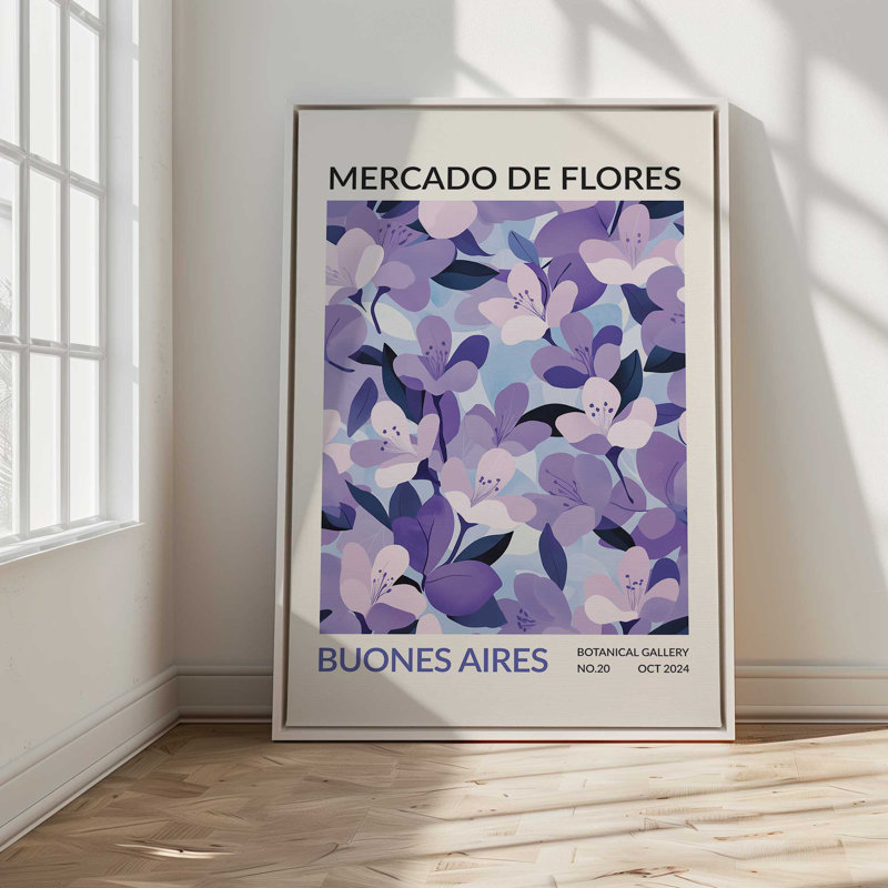 Marché aux fleurs de buisson, Cadre flottant noir satiné, H 18,75 po x l 12,75 po