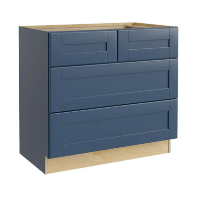 Gallery Express Mercer Plywood Assembled 36 in W X 24 in D X 34.5 in H Drawer Base Kitchen Cabinet in Navy