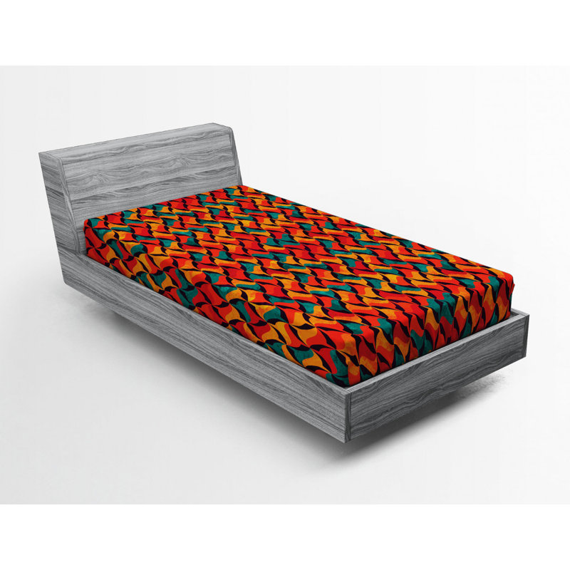 Microfiber Geometric Fitted Sheet, Twin Fitted Sheet