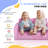 Qaba 2 in 1 Kids Sofa Chair, Toddler Couch with Glow in The Dark Cosmic Patten, Washable Cover, Fold Out Convertible Sofa to Lounger for Playroom Bedroom, Pink