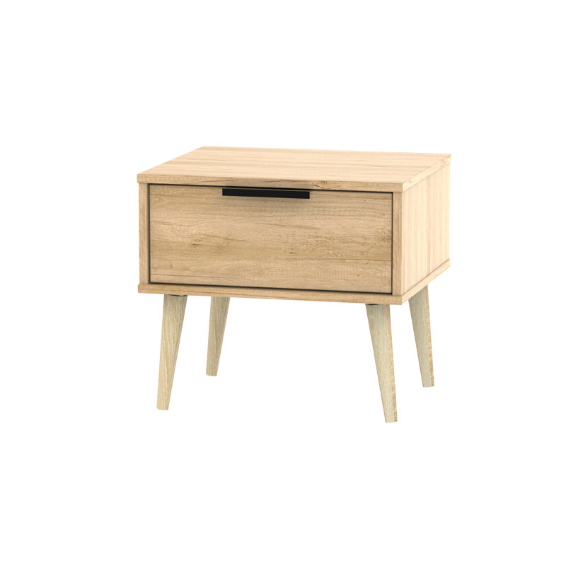 Fully Assembled Euart 1 Drawer Bedside Table, Oak/Nebraska Oak