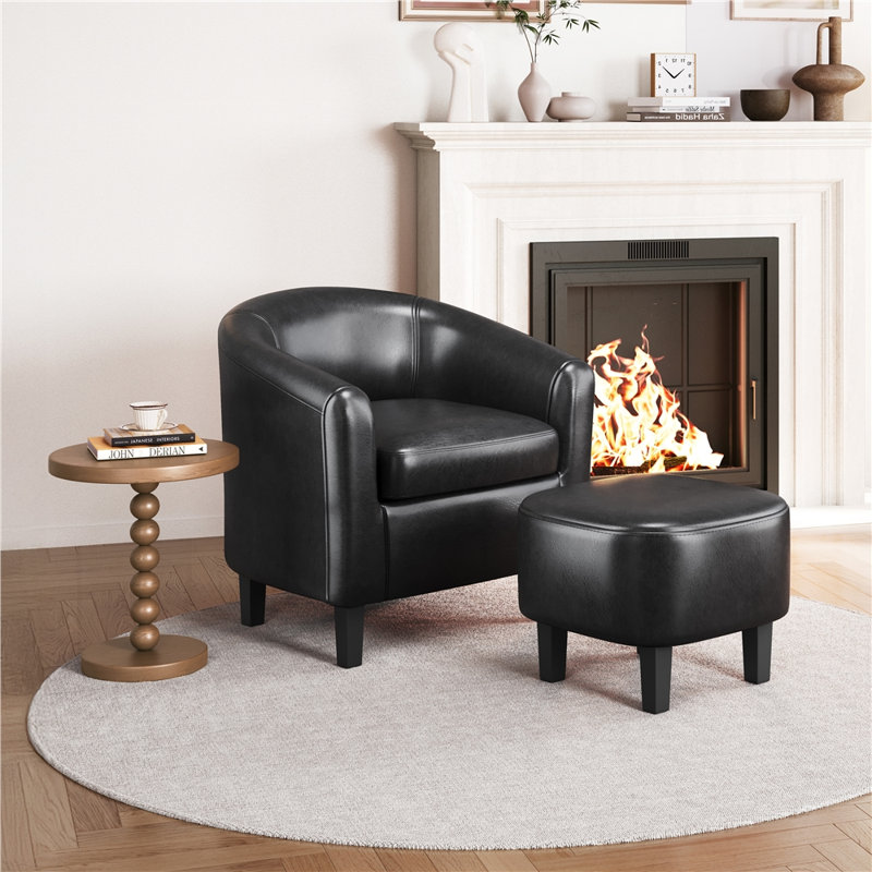 Fauteuil demi-tonneau avec repose-pieds Andina, Noir