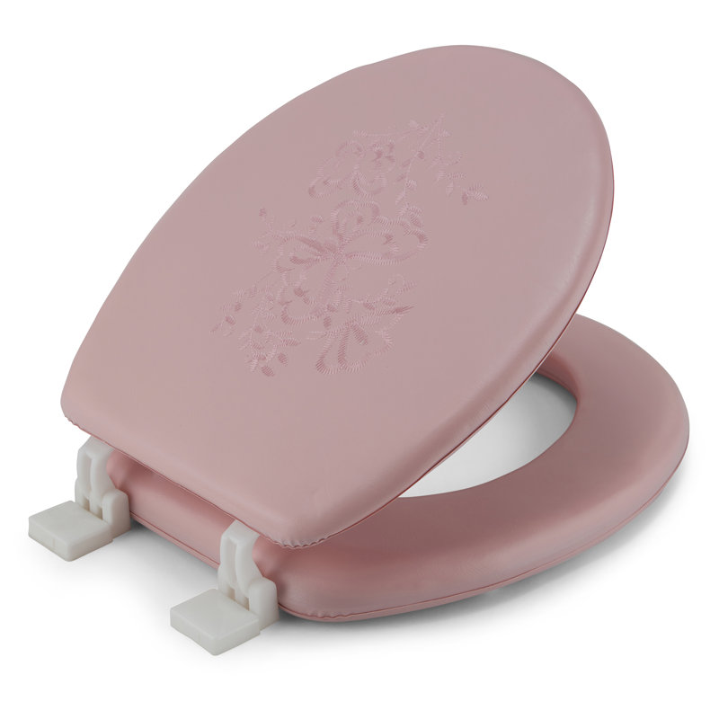Siège de toilette rembourré doux et brodé, Rose