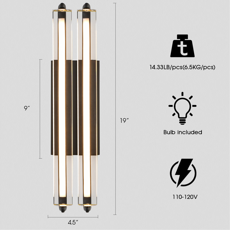 Dimmable Led Wallchiere Crystal Wall Light, Matte Black