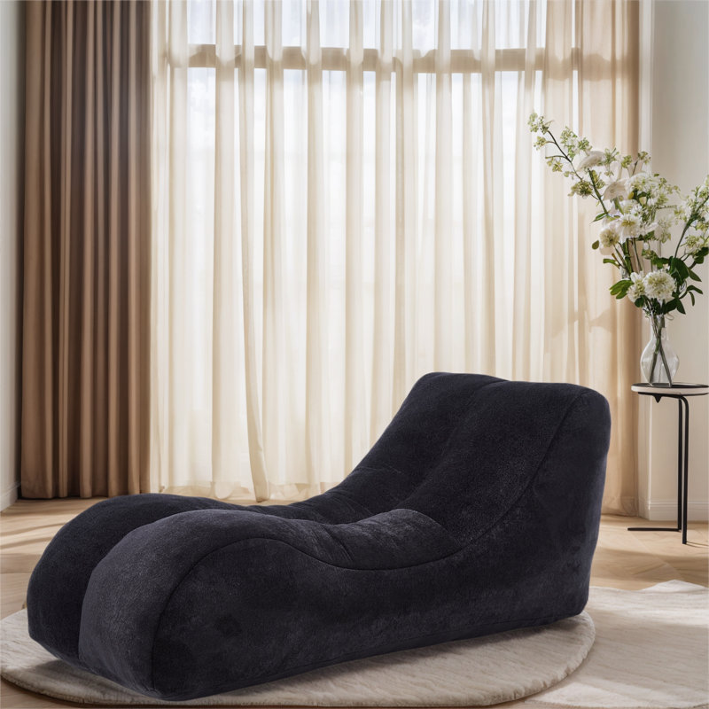 Couch And Lounger Bean Bag Sofa Chair With Premium Sponge For Bedroom,Living Room And Balcony, Black Fabric;Cotton Blend