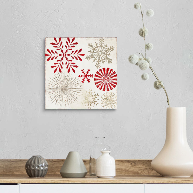 Flocons de neige de Noël-reproduction d’art sur toile, Toile tendue, H 12 po x l 12 po x P 1,25 po