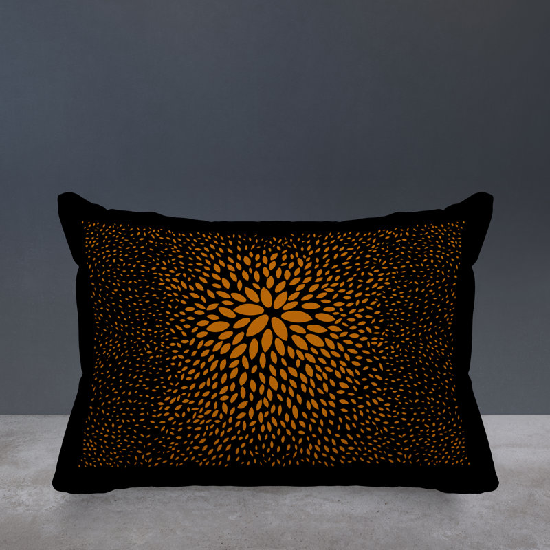 Housse et insert de coussin rectangulaire intérieur / extérieur en polyester filé Bavière, Orange / noir