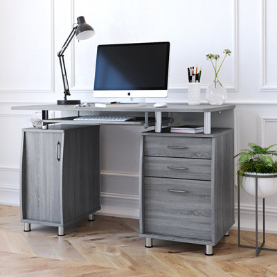 Complete Workstation Computer Desk With Storage, Grey