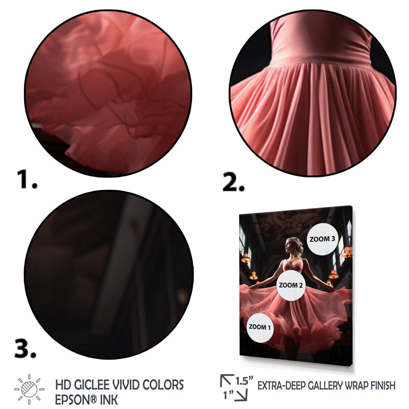 «Pink Ballet Dance IV» sur toile, Cadre photo noir, H 20 po x l 12 po x P 1 po