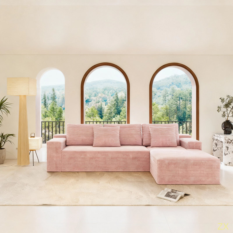 104.4" Cloud Sectional Couch With L-Shape Chaise,Modern Modular Sofa With Deep Seat, Upholstered Couches For Living Room Bedroom,No Assembly Required, (Plush Corduroy Fabric)