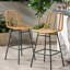 Outdoor 2 - Style contemporain, bords arrondis, longue durée, structure en fer noir de 2 tabourets de bar, lignes épurées, siège de 28,75 pouces