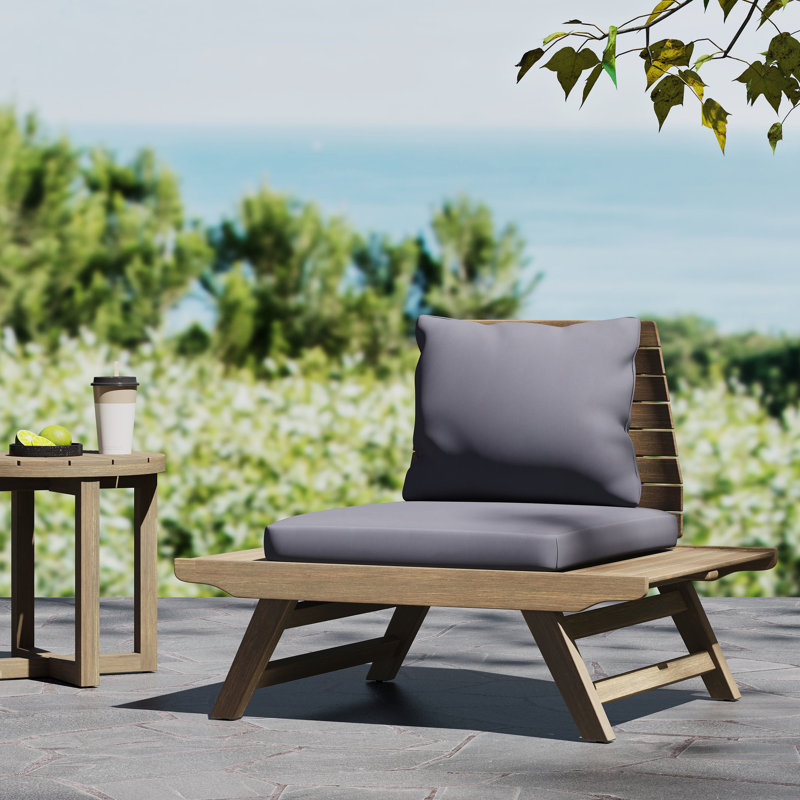 Siège d'extérieur avec coussins imperméables et surface élargie - garniture de chaise en bois gris foncé - doublures, Gris