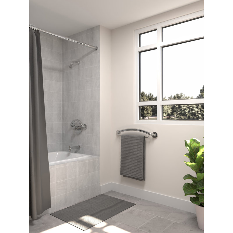 PLUS Corner Shelf, Grab Bar for Bath and Shower Safety (500 lb. Capacity), Chrome
