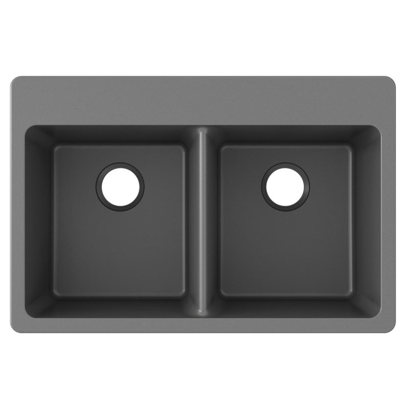 Évier de cuisine à double cuve encastrable 33 po x 22 po avec accessoires, Graphite