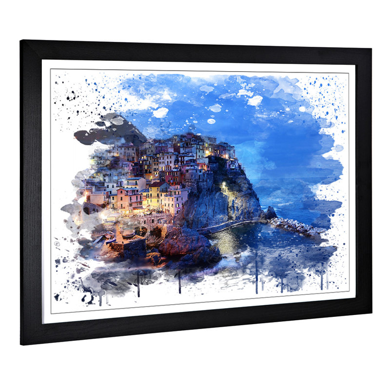 Landscape Cinque Terre Italy - Wall Art, 45cm H x 62cm W, Framed Picture